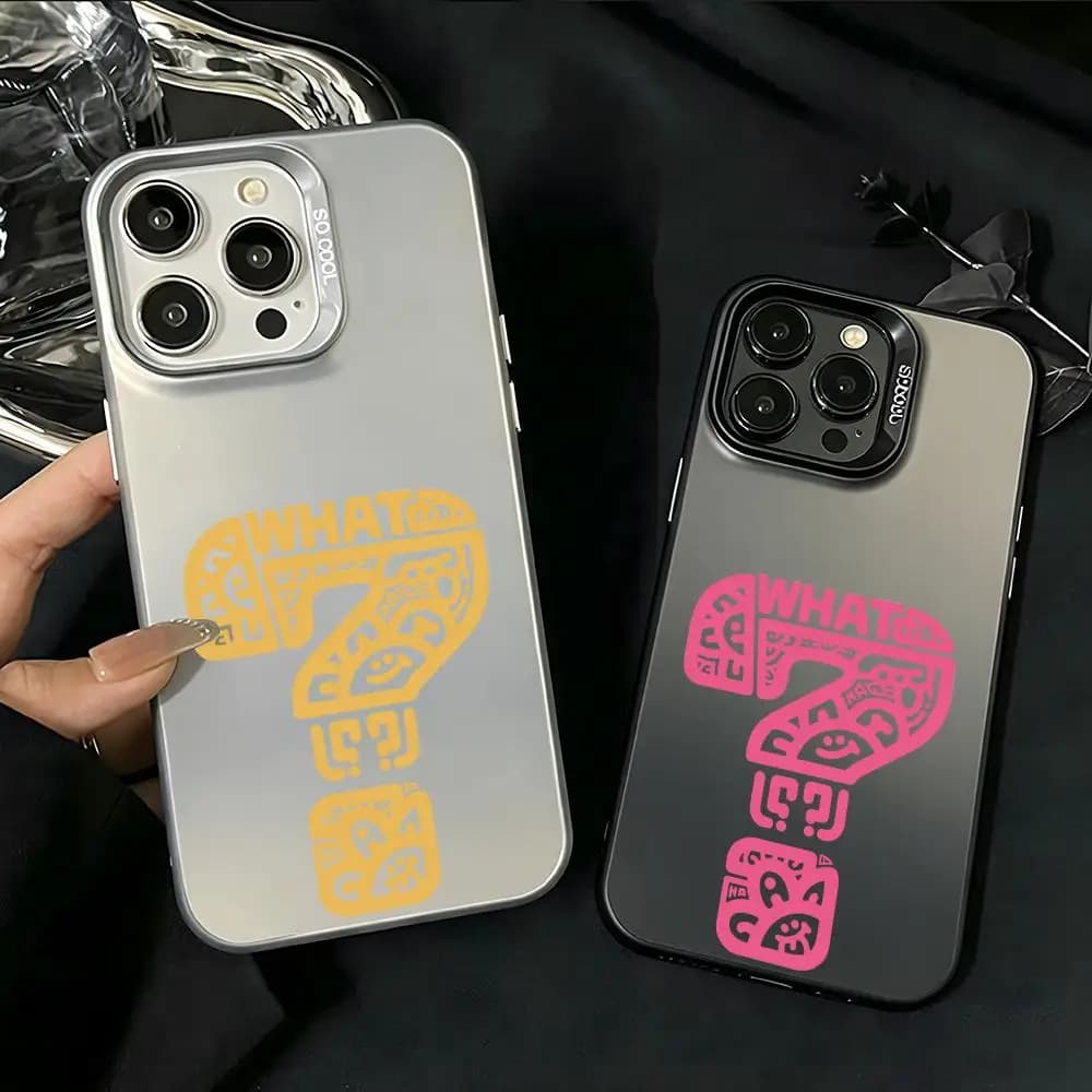 Custodia Premium per iPhone 16/15/14/13/12/17 Pro Max Plus, leggera e anti-caduta. P-Graffiti Punto Interrogativo