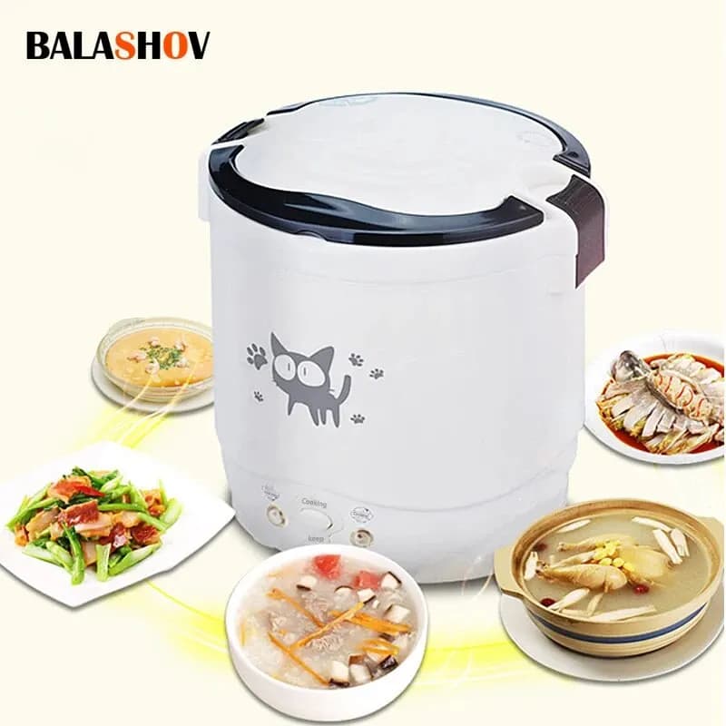 Mini cuociriso elettrico portatile MultiCooker cuociriso per uso domestico 12V 24V 220V pentole per macchine da cucina per auto camion casa