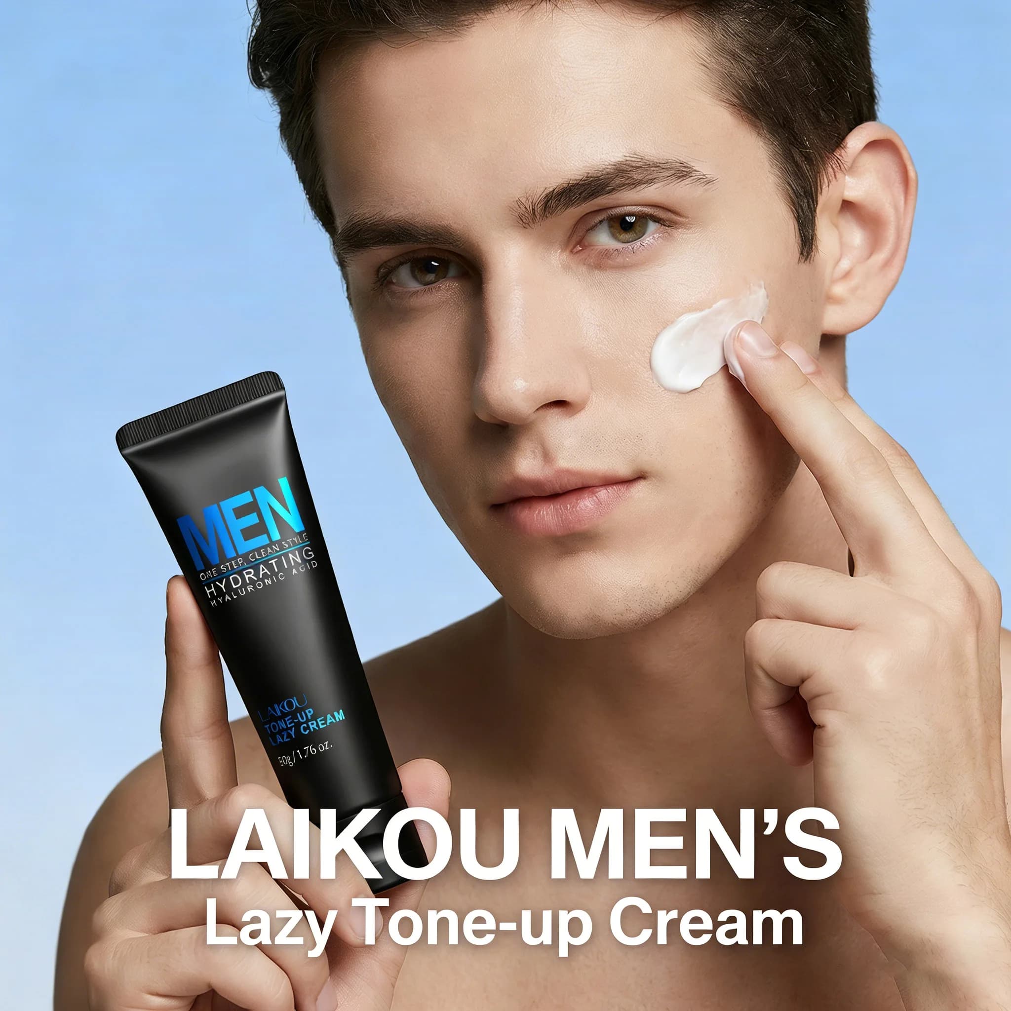 LAIKOU Toning Cream for Man with Hyaluronic Acid, Hydrating and Illuminating Face Cream, Oil Control, BB Cream Corrector for Daily Use 50g
