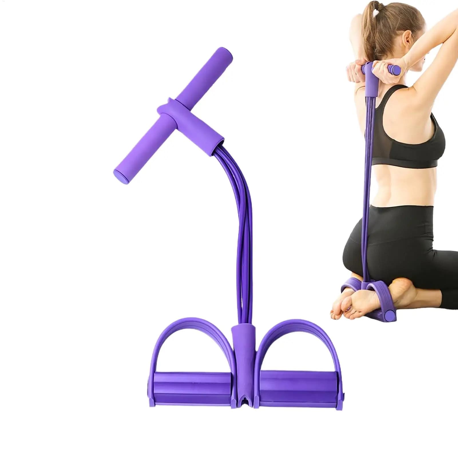 4 Pipe Pedal Tensioner Multifunctional Home Fitness Equipment Yoga Abdominal Strength Voltage Cord with Elastic Band