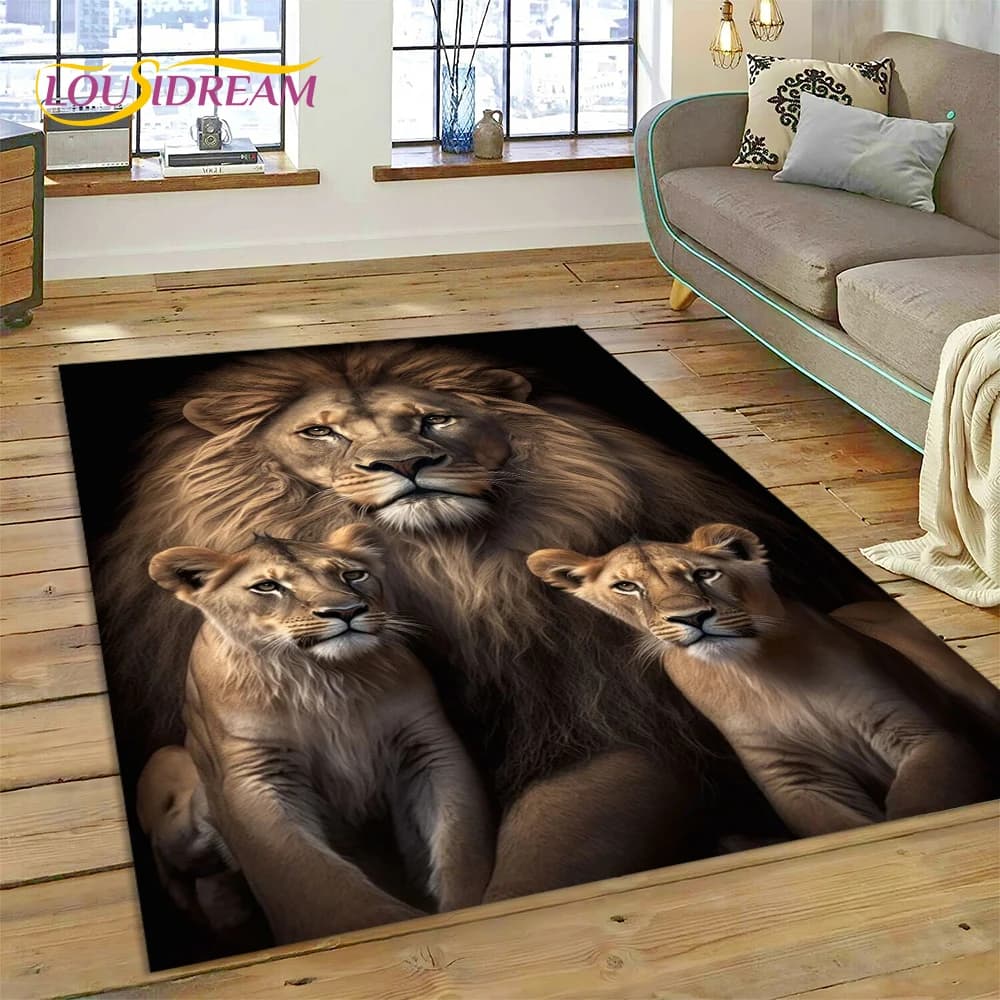 3D Beast Tiger Lion Animal Wildlife Cartoon tappeto tappeto per la casa soggiorno camera da letto divano zerbino Decor,kid Area tappeto tappetino antiscivolo
