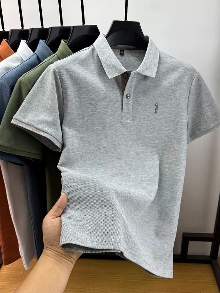 Polo a Maniche Corte in Cotone, Nuova Tendenza Estiva, T-Shirt con Ricamo Paul Pony, Abbigliamento Casual da Uomo per Business e Golf