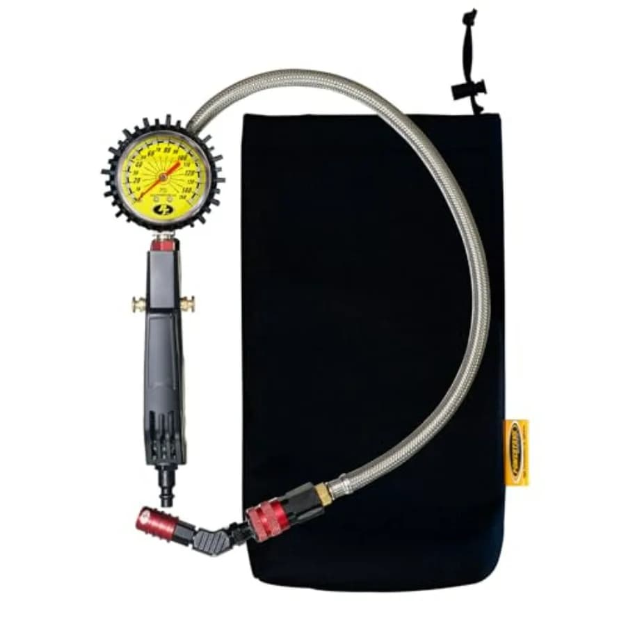 Manometro Gonfiagomme 150 psi Analogico Modulare Ventoso Long Haul ROSSO