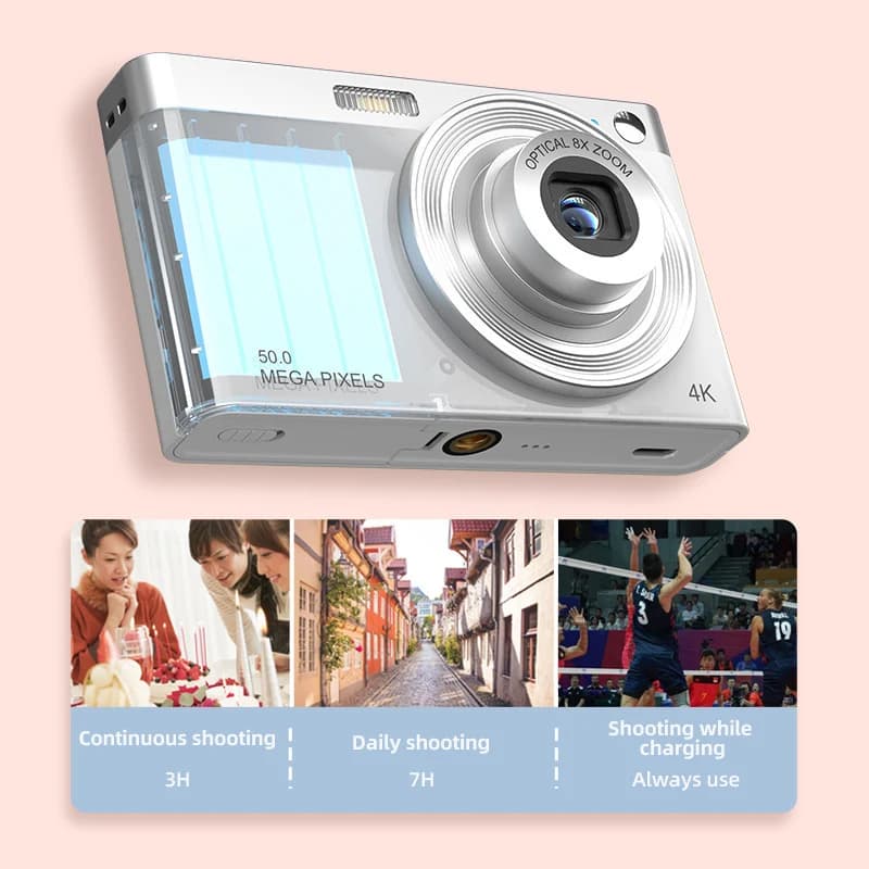 Fotocamera digitale con zoom ottico 8x Schermo IPS da 2,88 pollici ad altissima definizione 4K Obiettivo telescopico Fotocamera entry-level da 50 Megapixel