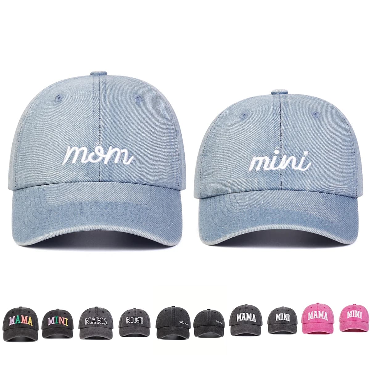 2pcs Unisex Parent Child Letter Embroidery Wash Baseball Caps Spring and Autumn Outdoor Adjustable Casual Hats Sunscreen Hat