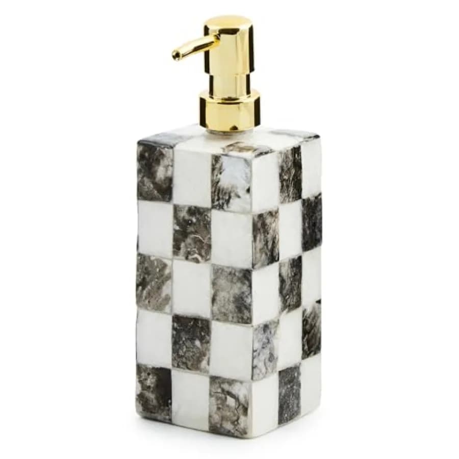 Dispenser di Sapone Liquido Capiz per Bagno o Cucina, Bianco e Nero