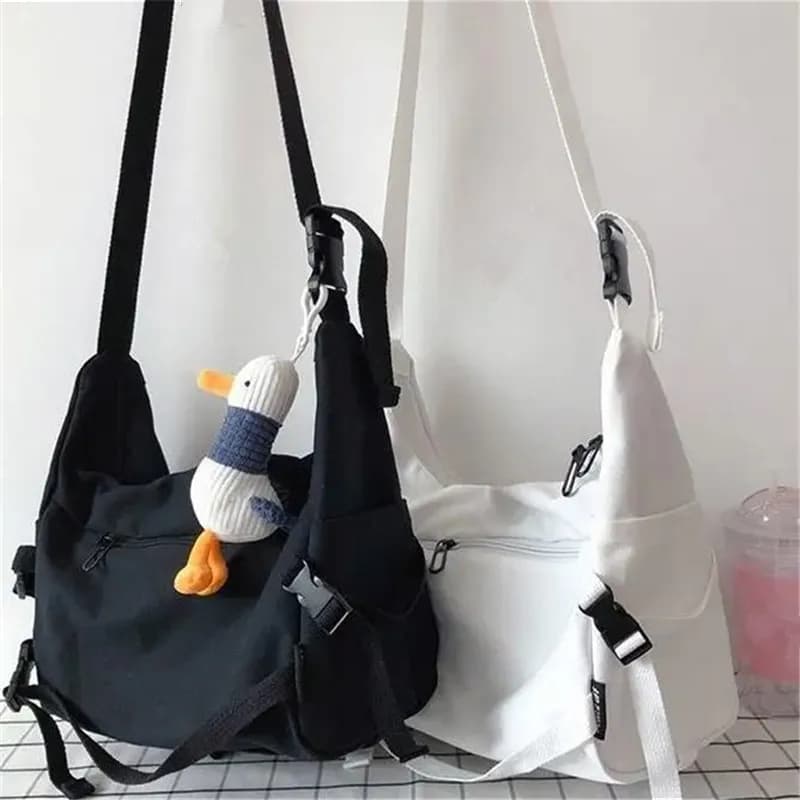 Borse a tracolla semplici in tela per donna Borsa a tracolla casual, cartella, borsa a tracolla per scuola universitaria, tasca, portamonete