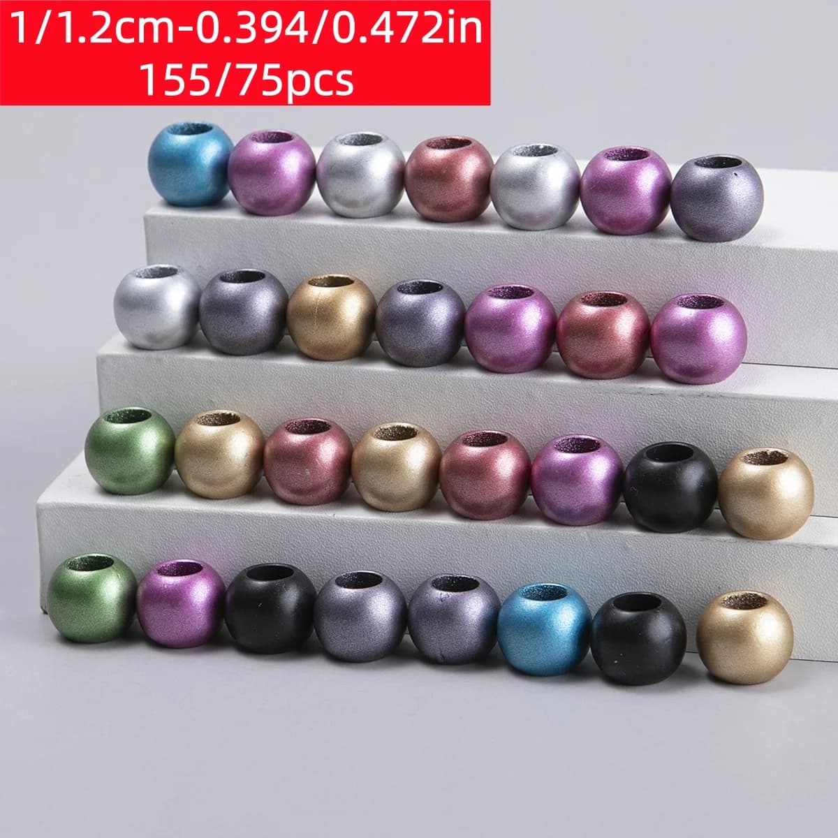 1/1.2cm-0.39/0.47in DIY matte bright hole beads, suitable for bracelets, earrings, necklaces, clothing decorations, etc