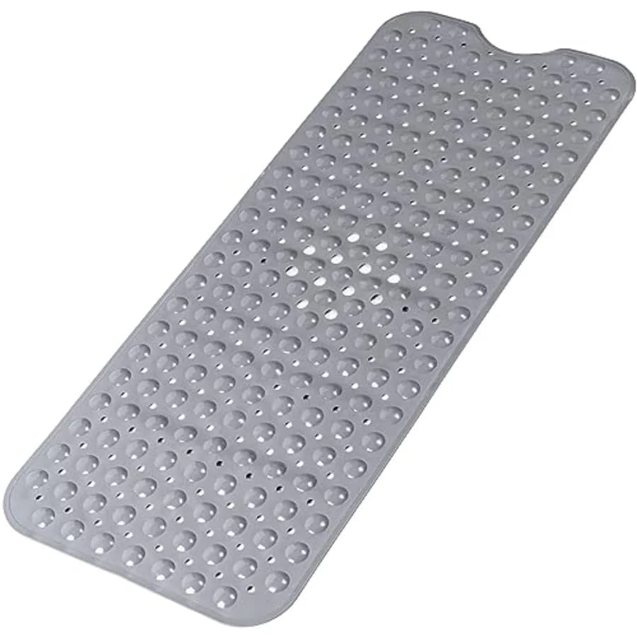 Tappetino antiscivolo grande per vasca da bagno, tappetino extra lungo per vasca, 40 x 16 pollici, tappetini per doccia lavabili in lavatrice con ventose e drenaggio