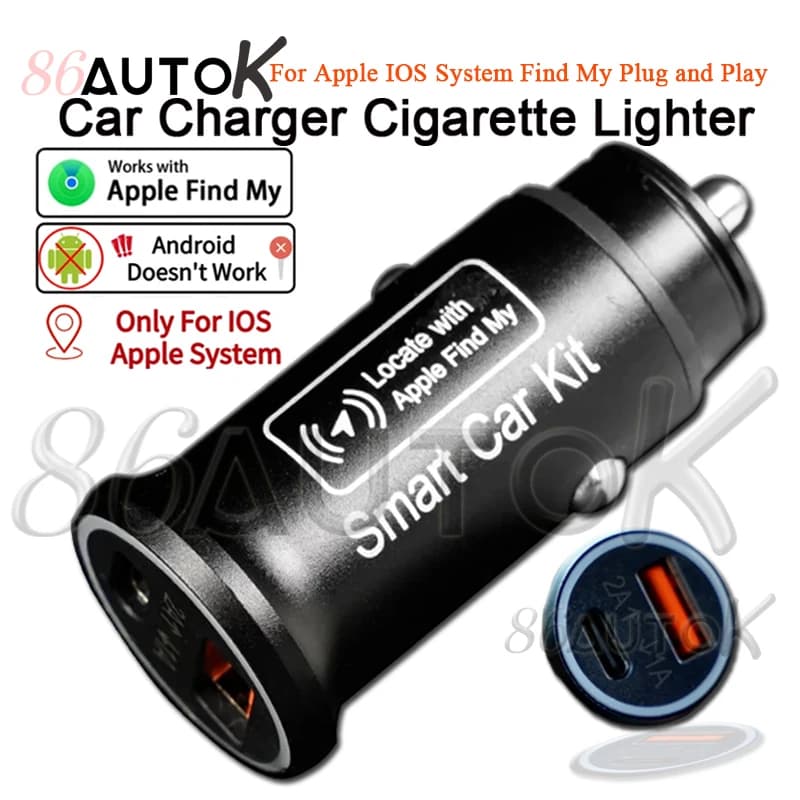Caricabatterie per Auto con Adattatore USB Type-C per Sistema Apple iOS Find My, Localizzatore GPS Nascosto, Strumento di Tracciamento per Auto