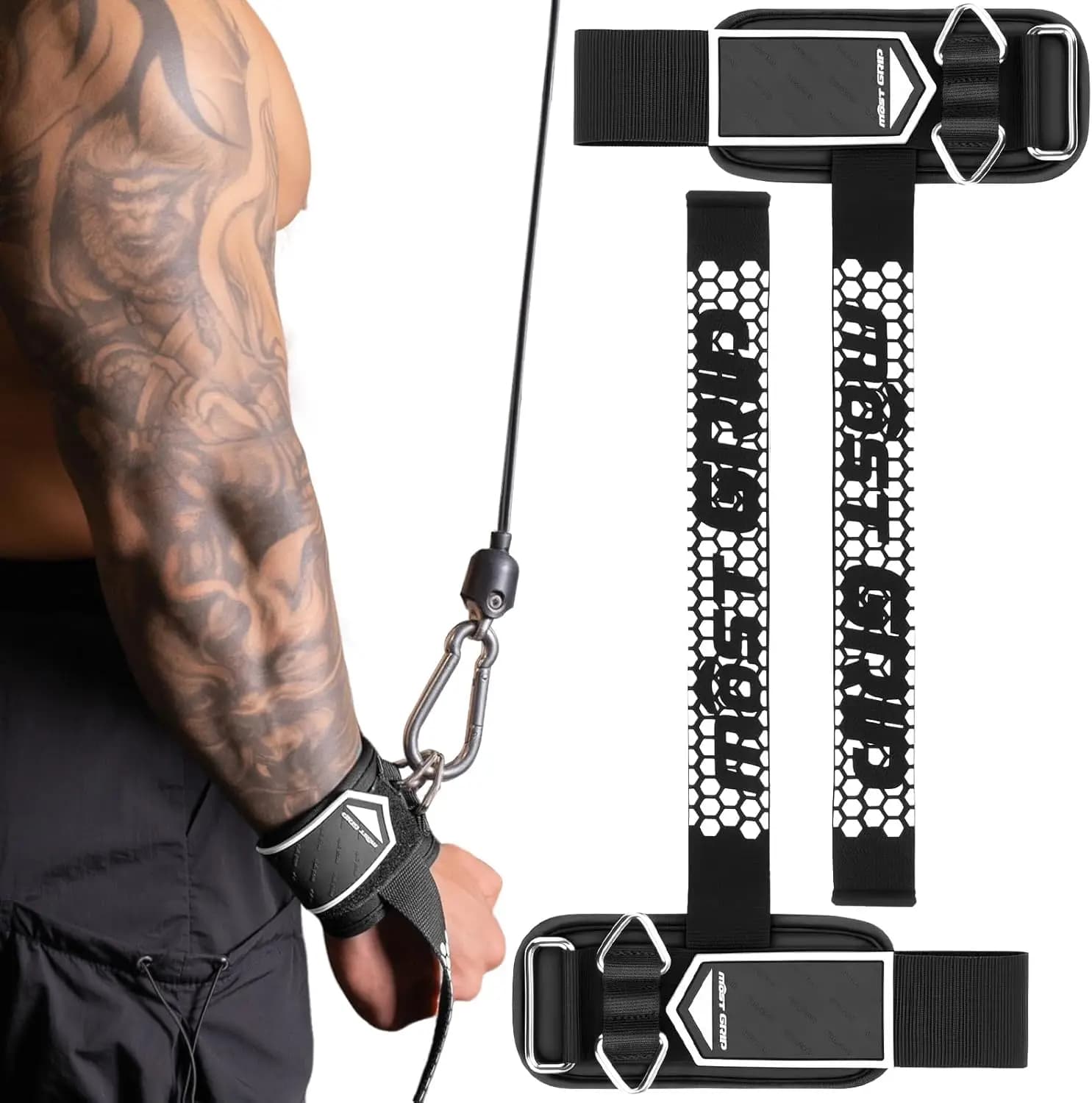 Cinturini da Polso Antiscivolo per Sollevamento Pesi, Cinghie 2-in-1 con Anelli a D, Fasce da Polso Imbottite in Neoprene da 10mm