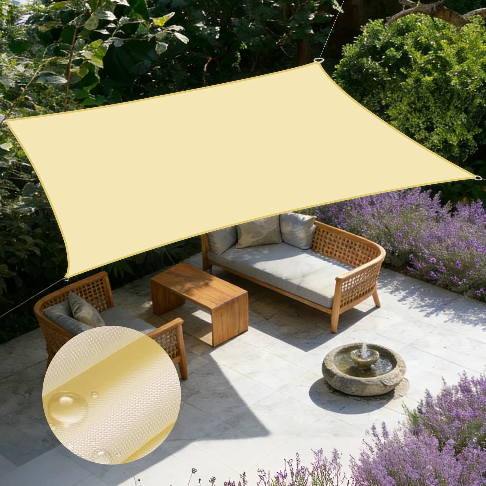 Tenda Parasole Rettangolare da Esterno - Copertura Ombreggiante Traspirante Resistente ai Raggi UV per Giardino, Balcone, Campeggio, Facile Installazione e Pulizia