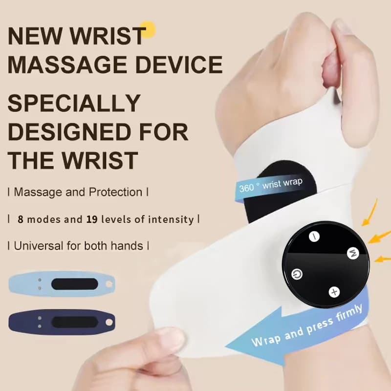 EMS Electric Cordless Hand Wrist Massager 8 Mode Vibration Massage Relieve Hand Muscle Fatigue USB Rechargeable Wrist Brace