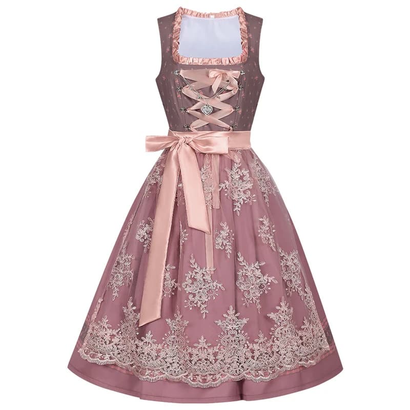 Dirndl in pizzo multiplo deluxe tradizionale Oktoberfest per costume da donna Featival Parade Outfit Cosplay Carnevale Fancy Dress Party