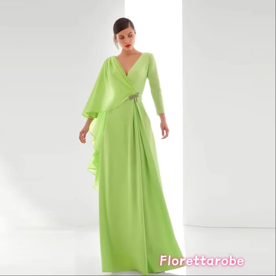 Florettarobe Abito da Sera Elegante con Scollo a V, Vestito Formale da Cerimonia con Pieghe, Abito da Sposa Personalizzato 2026