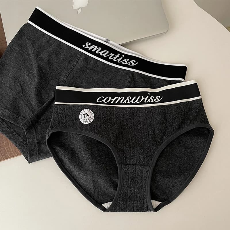 7a intimo coppia antibatterico puro cotone 2024 pantaloni a triangolo a vita media della nuova ragazza Set di biancheria intima minimalista