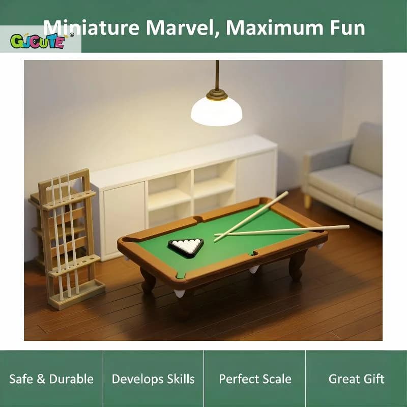 Set di Biliardo con Portastecche, Accessorio per Gioco di Ruolo, Kit di Mobili per Tavolo da Biliardo in Miniatura 1:12 per Diorama