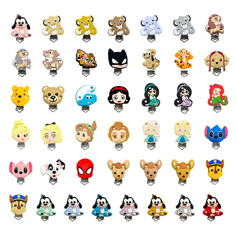 3 clip per ciuccio modellazione in silicone Disney per collana per dentizione per bambini fai da te porta ciuccio accessori per bambini
