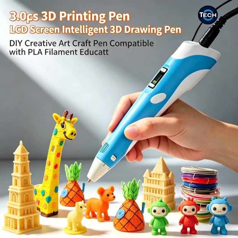 Set di 3 Penne 3D con Schermo LCD per Stampa e Pittura 3D, Compatibili con Filamento PLA, Giocattolo Educativo Creativo, Regalo per Bambini