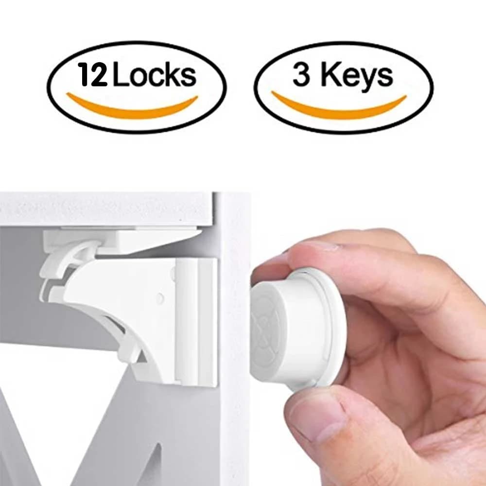 HONTUSEC Serratura di sicurezza per bambini Serratura magnetica per bambini Serratura per porta del cassetto dell'armadio Serratura di protezione per bambini Nessuna perforazione Serratura per bambini