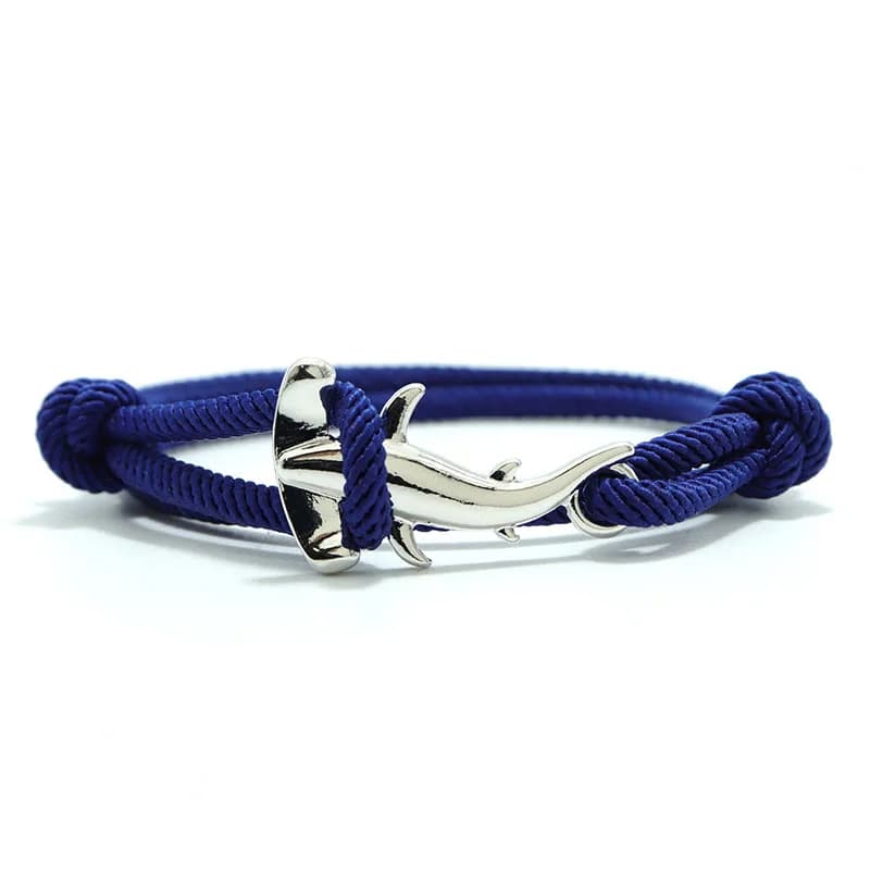 Bracciale squalo con corda marina stile semplice per uomo Bracciale con corda nautica regolabile scorrevole a doppio strato Accessori da spiaggia Hombre