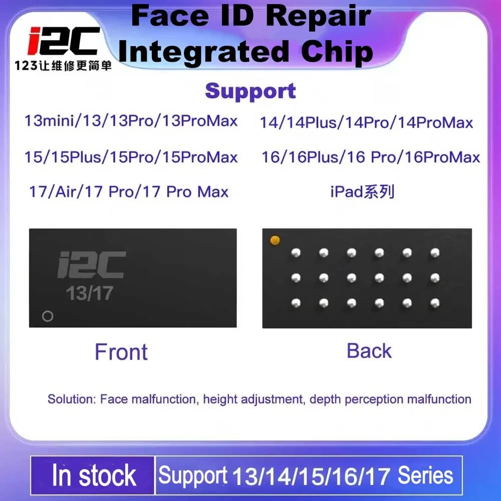 Chip IC a Matrice di Punti I2C per Riparazione Face ID e Proiettore per iPhone 12 13 14 15 16 17 Pro MAX/Plus/ iPad Pro Serie 11 - Sostituzione IC