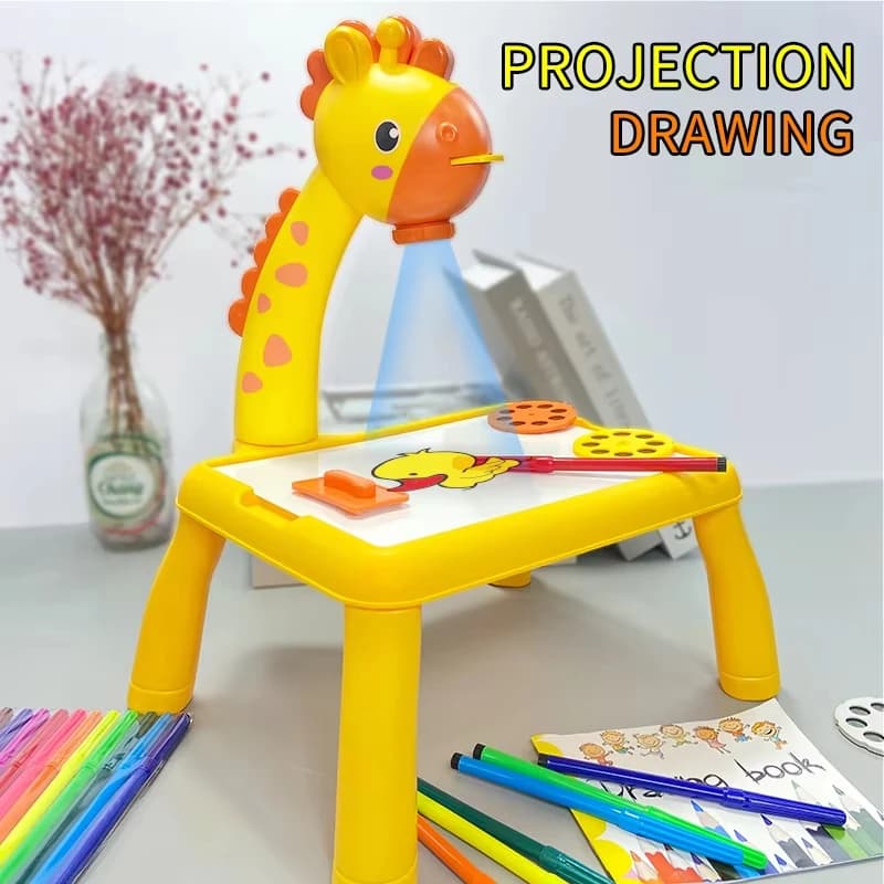 Projector Drawing Board for Kids, Mini Art Desk with Tracing Projection, Creative Educational Learning Toy Gift