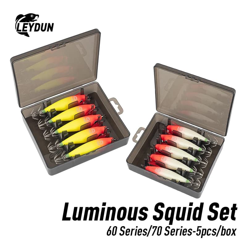 LEYDUN Bright Horizontal Calamari Jig Wood Gamberetti Calamari Hook 5 pcs Fishing bait LEYDUN Polpo Seppie Shrimps Water baits Salad