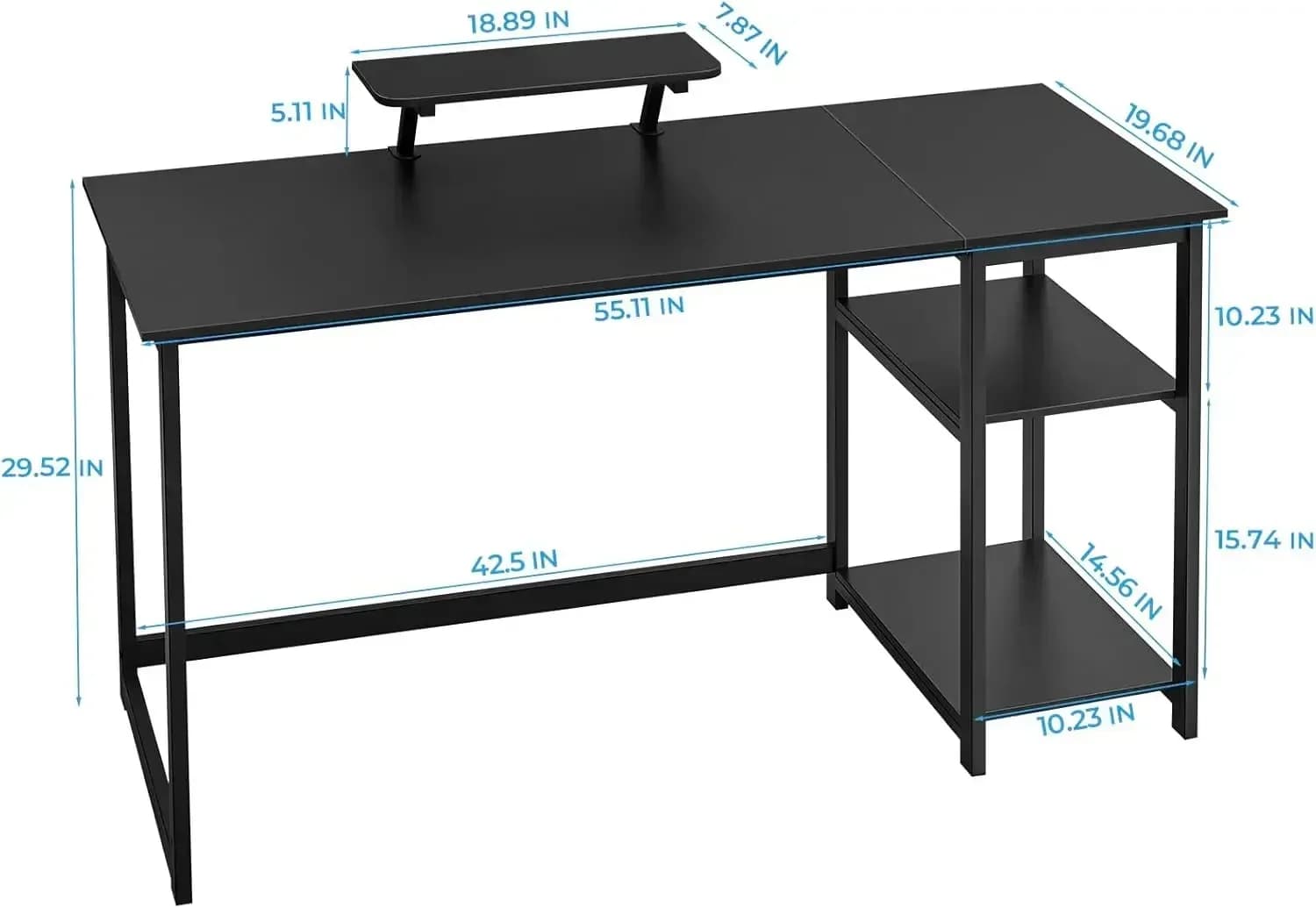 Nuovi Arrivi, Prezzo Scontato! Scrivania per computer da casa e ufficio con supporto per monitor e ripiani portaoggetti reversibili, moderna e semplice da 55 pollici