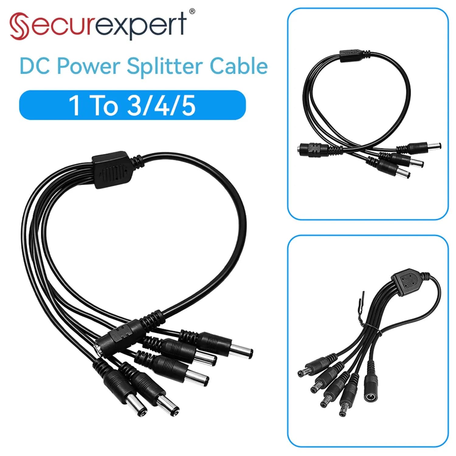 Cavo Adattatore di Alimentazione DC 5.5x2.1mm da 1 a 3/4/5 Vie 5V 12V per Telecamere CCTV, Strisce LED, Telecamere di Sicurezza, Sistemi DVR NVR