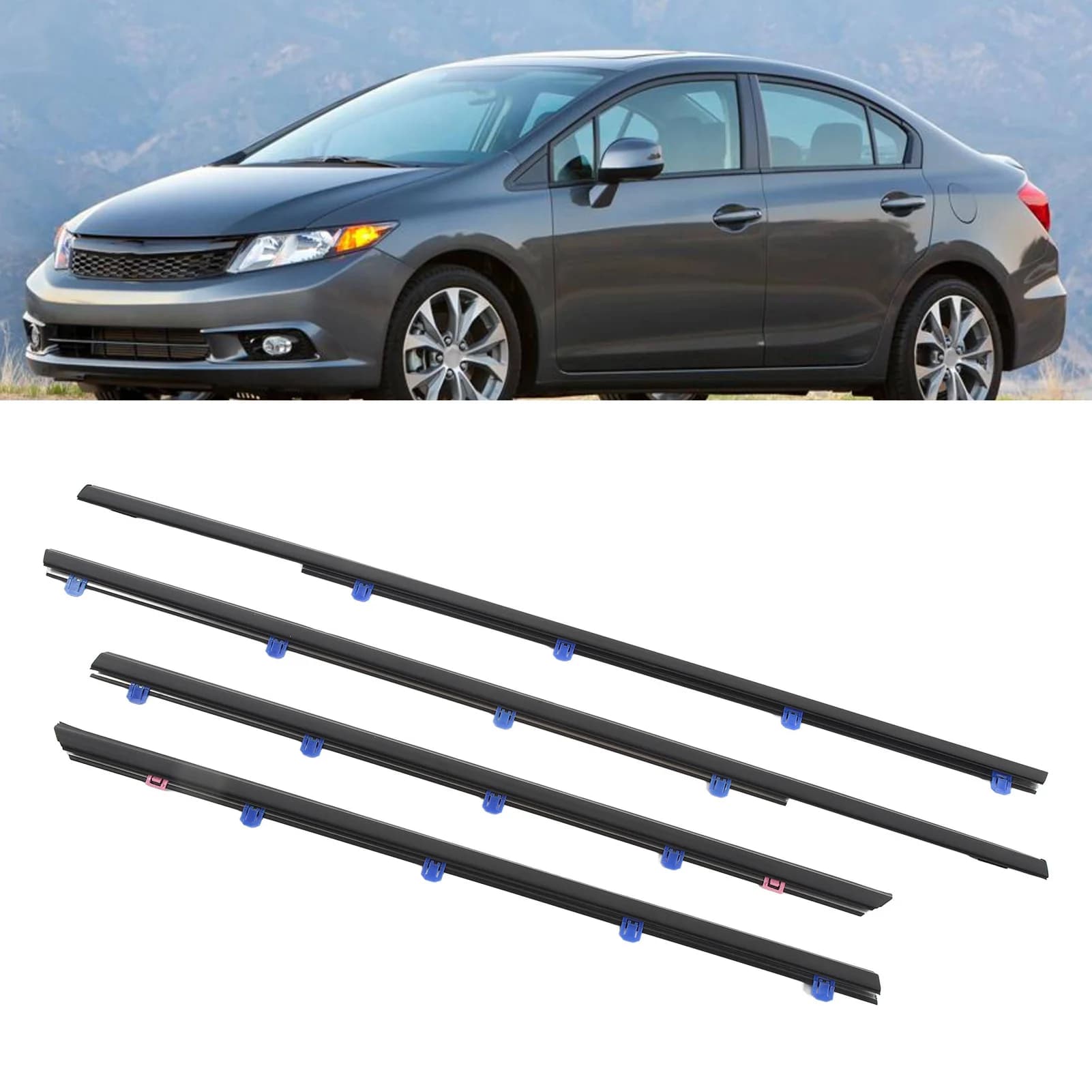Window Moulding Trim Belt Car Window Weatherstrip Trim 72450 TR0 A01 Moulding Trim Belt for Sedan 2012 to 2015