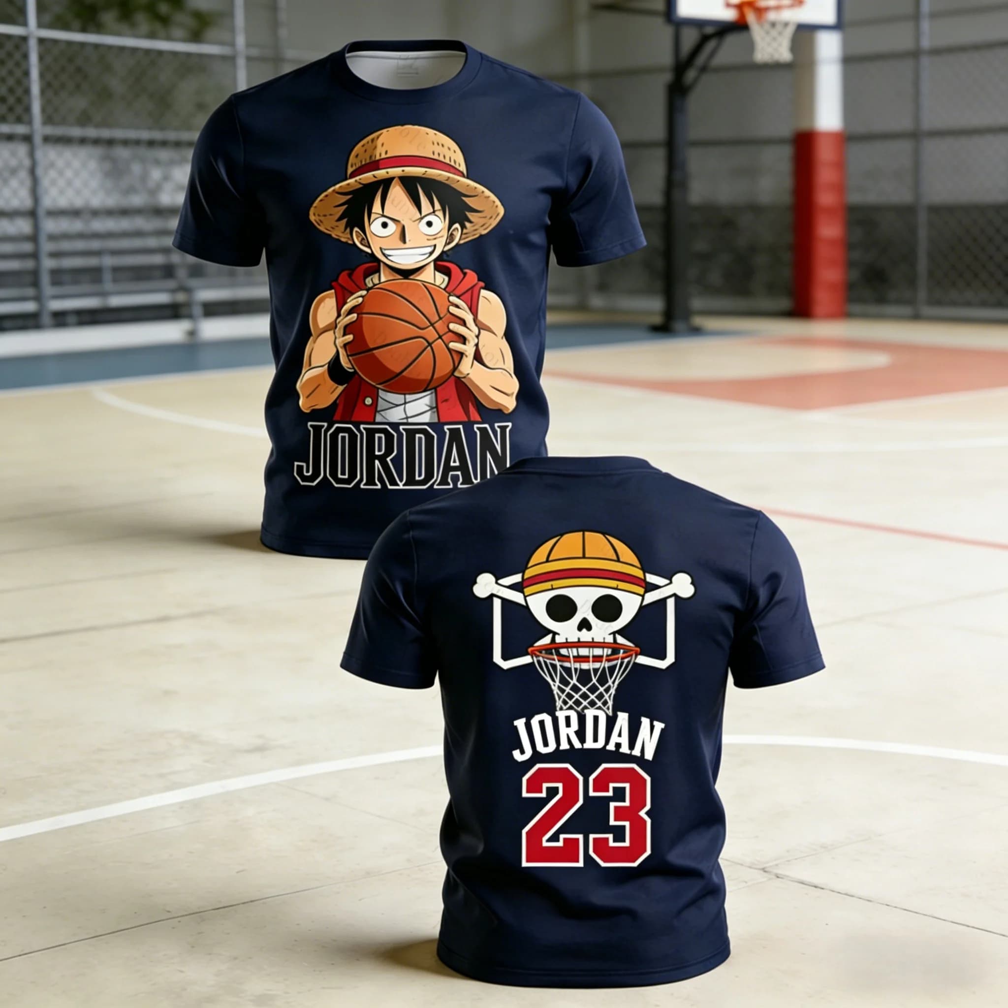 T-shirt Unisex Traspirante ad Asciugatura Rapida con Stampa 3D Tema Trend One Piece Munch D. Luffy Estate 2026 - Top Genitore-Figlio Y2K