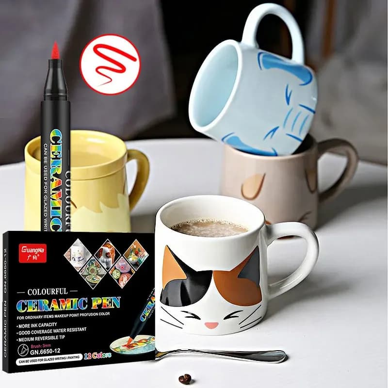 Set di pennarelli in ceramica cotto al forno ad alta temperatura da 12/24 colori, penne per vernice acrilica con punta a pennello extra morbida per roccia, pietra, legno