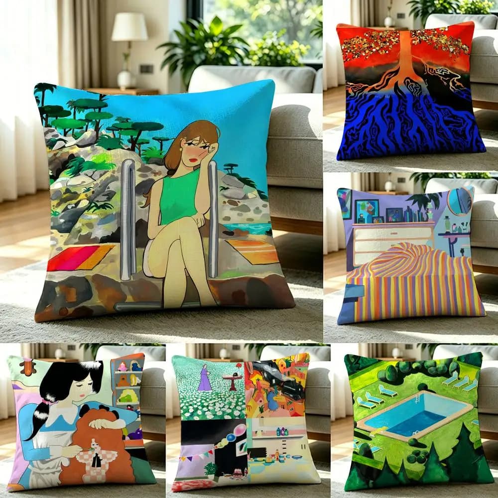Set di fodere per cuscini in lino naturale, decorazione completa per divano, camera da letto e sedia A-Goodbye Jeromes