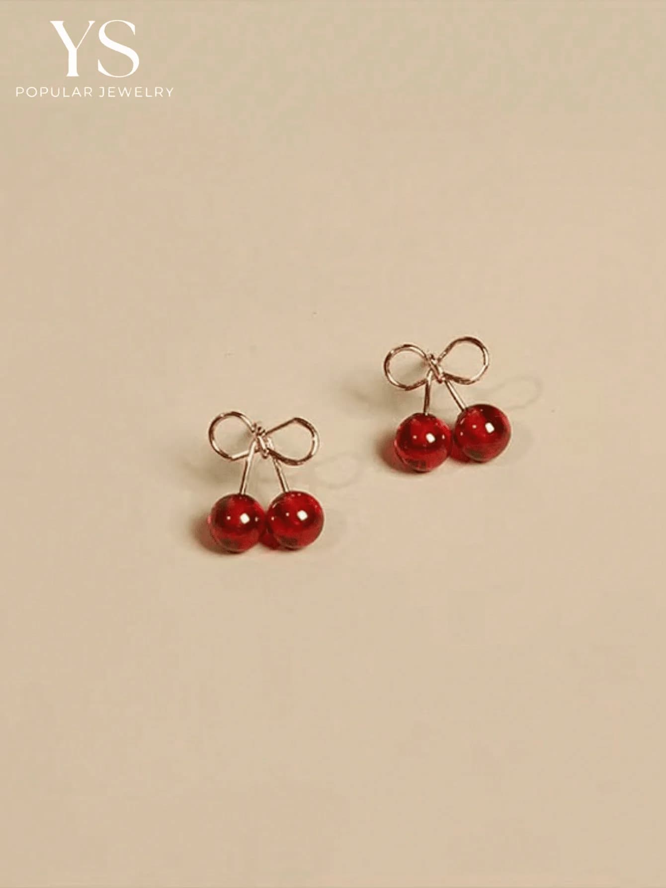 1pair Cherry/Wine Red Cute Fresh Fruit Design Small Stud Earrings For Women, Suitable For Daily, Casual & Business Occasions