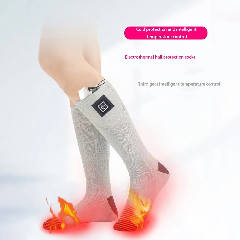 Electric Heating Socks Fast Heating Warm Winter Socks Battery Powered Cold-Proof Skiing Sock Anti Slip for Outdoor Skiing Hiking