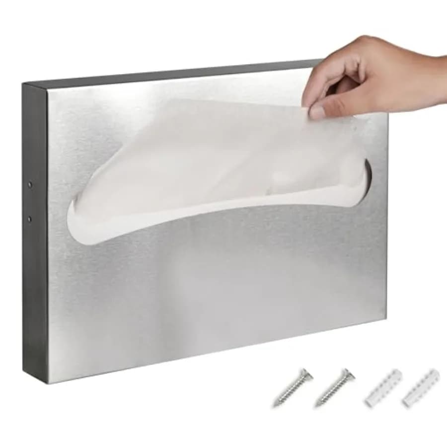 Dispenser Commerciale in Acciaio Inossidabile Spazzolato per Copriwater Monouso, Montaggio a Parete per Bagno e Toilette, Durevole