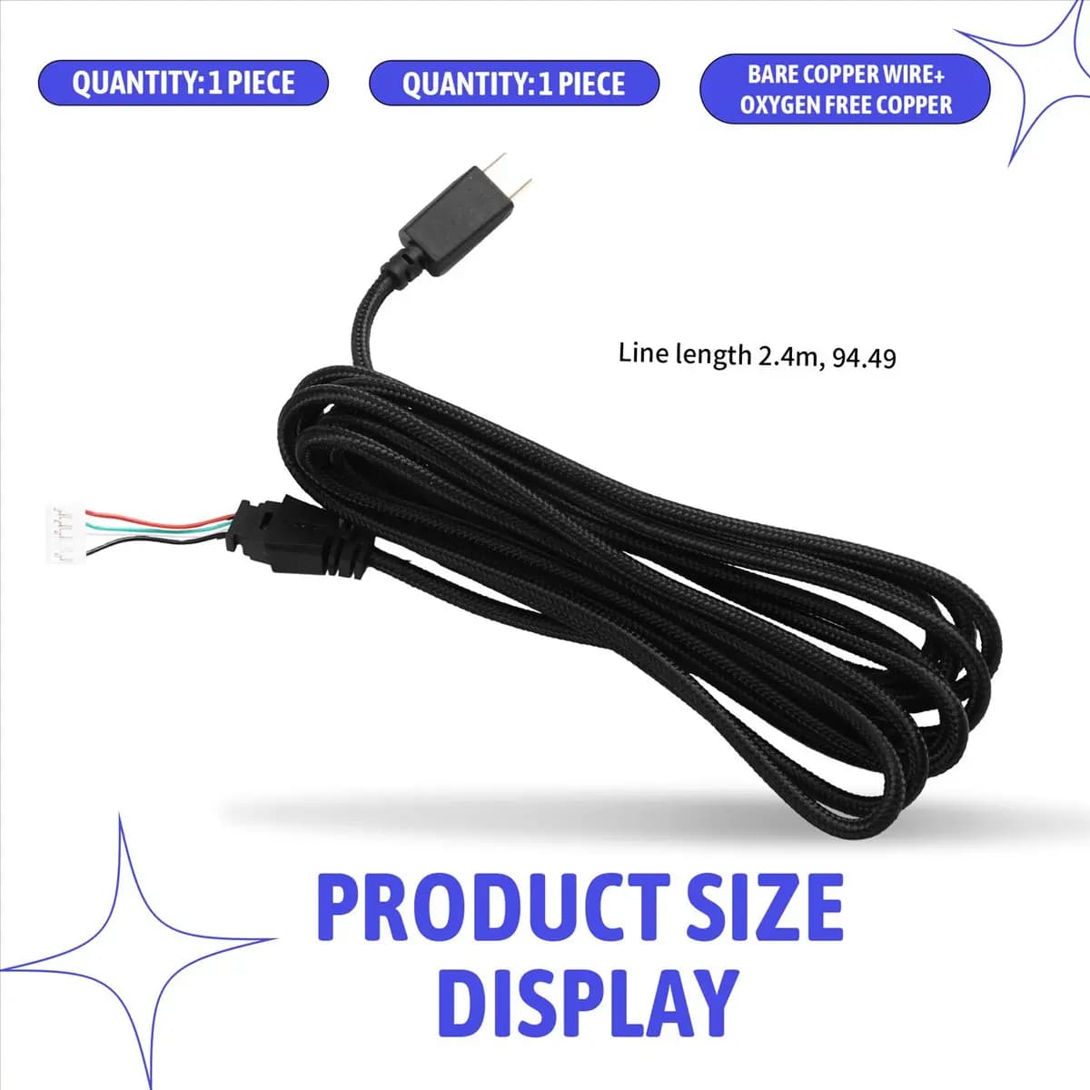 N86R For / S USB-C Gaming Headset Cord Aux Wire Headphone Cable Line