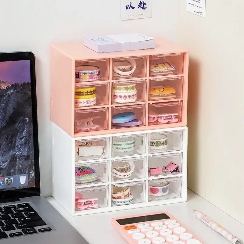 Storage box Jewelry box in drawer style Mini cabinet holders Grid Portable Drawer Supplies for desktop office