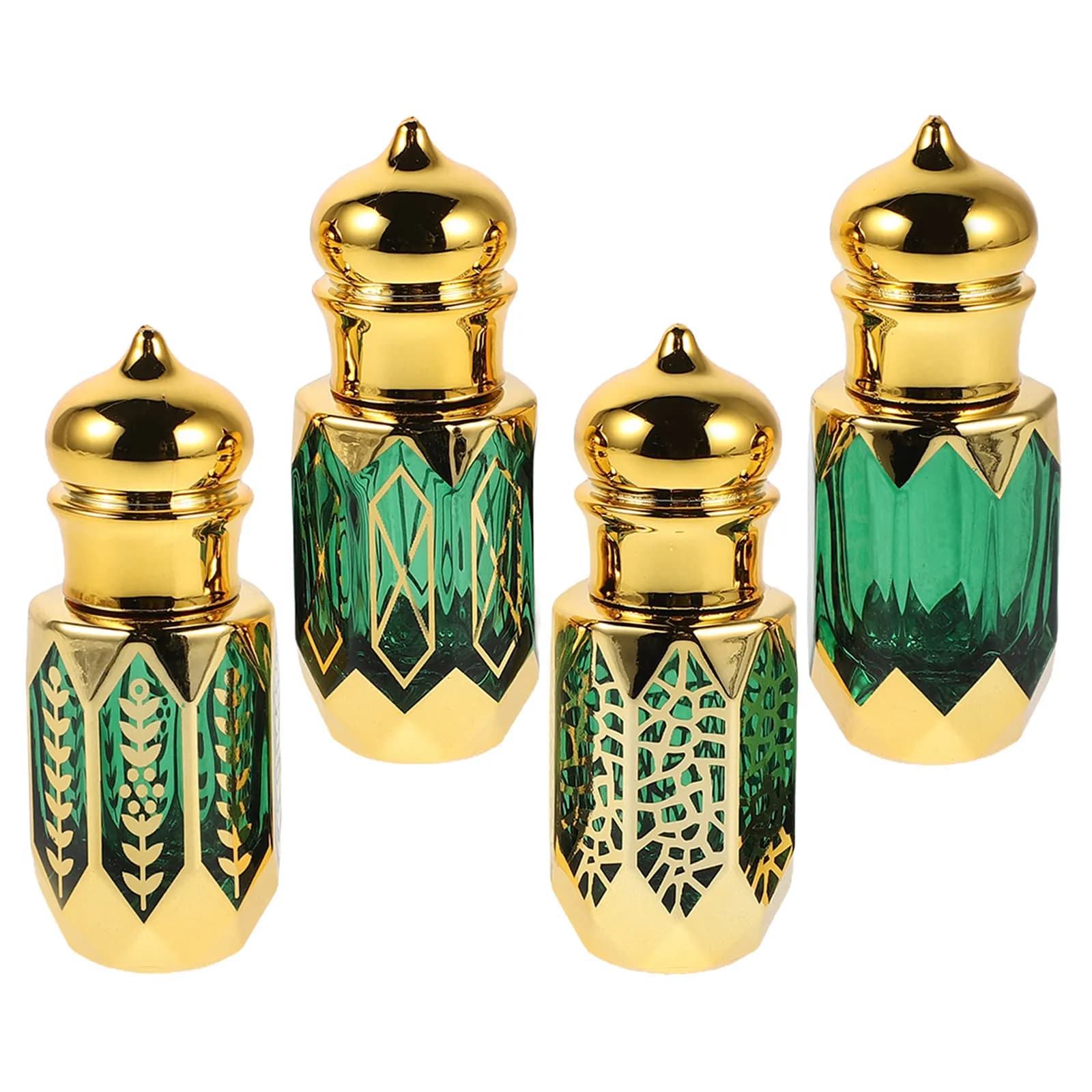 4 flaconi per oli essenziali, bottiglie di profumo vintage portatili in vetro ricaricabili, contenitori per campioni da viaggio da 6 ml, dispenser per aromaterapia