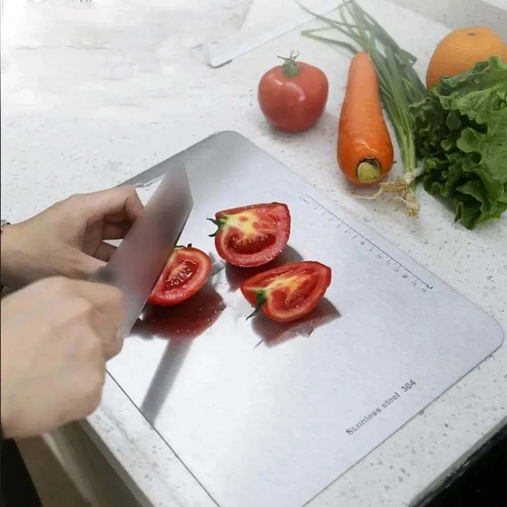 For Kitchen Portable Stainless Steel Cutting Board Double-Sided Food Grade Cutting Board Outdoor Cooking Titanium Cutting Boards