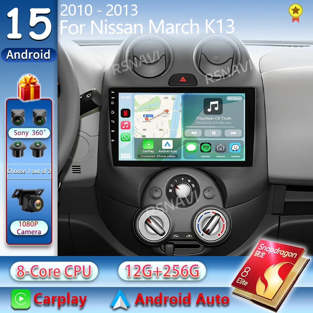 Android 14 Per Nissan Marzo K13 2010 2011 2012 2013 Autoradio Lettore Multimediale di Navigazione GPS WiFi + 4G Video DSP BT Carplay Auto