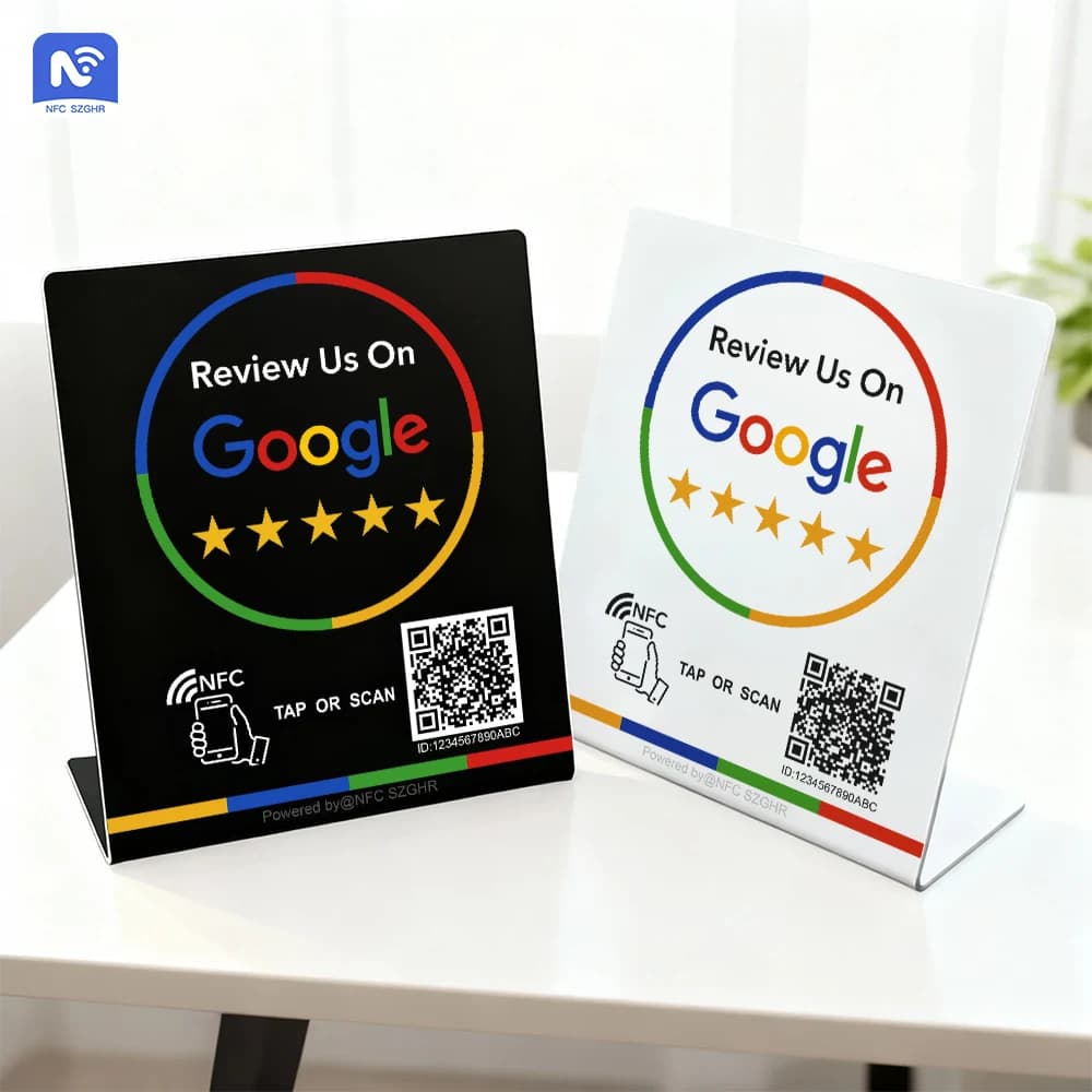 Codice QR TAP Scheda di revisione Google Supporto NFC Tabella stazione NFC programmabile Collegamenti di modifica a qualsiasi momento Scheda QR di revisione NFC impermeabile