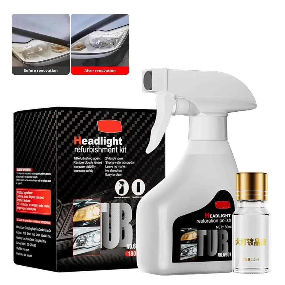 Kit di Restauro Fari Auto, Lucidante Chimico, Pasta Lucidante per Fari, Set Cera per Fari Auto