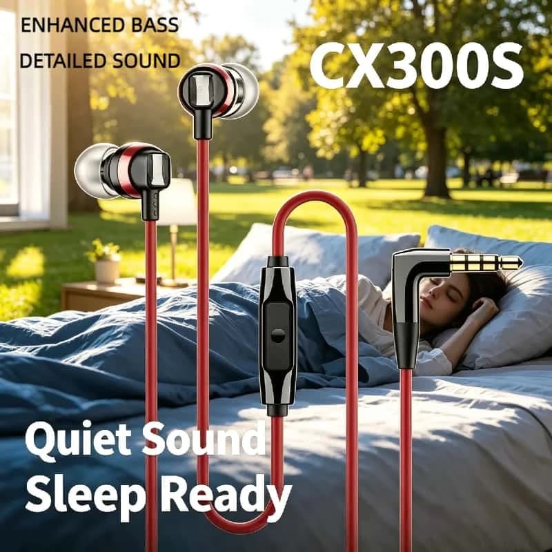 Auricolari Cablati In-Ear CX300S 2026, Cuffie da Gaming con Suono Puro, Isolamento del Rumore, Controllo Remoto Intelligente, Musica Originale
