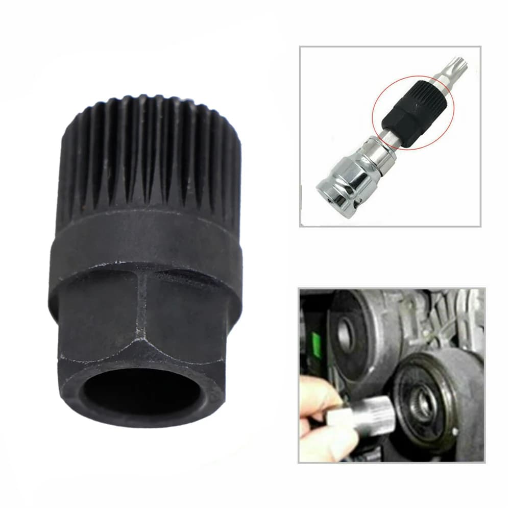 Brand New Alternator 33 Denti Friction Wheel Free Pulley Remover Tool for Pulley V-belt Use with T50 TORX 17*33*30mm Black