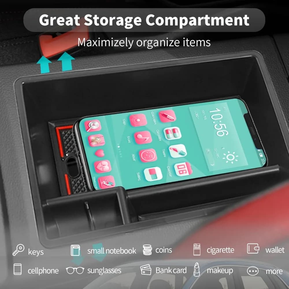 Vassoio organizer per console centrale per Audi Q3 2019-2024 Scatola portaoggetti per bracciolo con divisore Accessori per ricambi auto per styling auto
