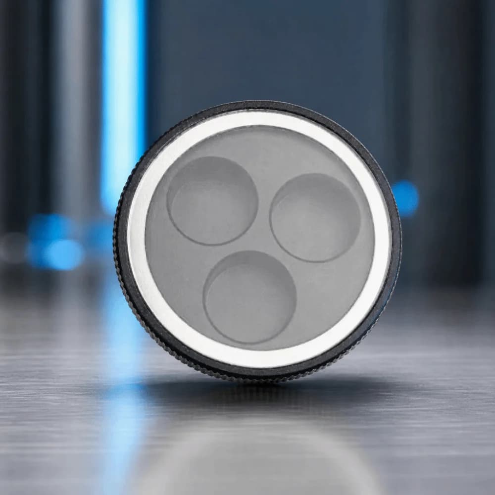 Aluminum Material Cue Tip Storage Box Knob Closure 3 Hole Design Pool Cue Tips Container Portable Size Black Finish