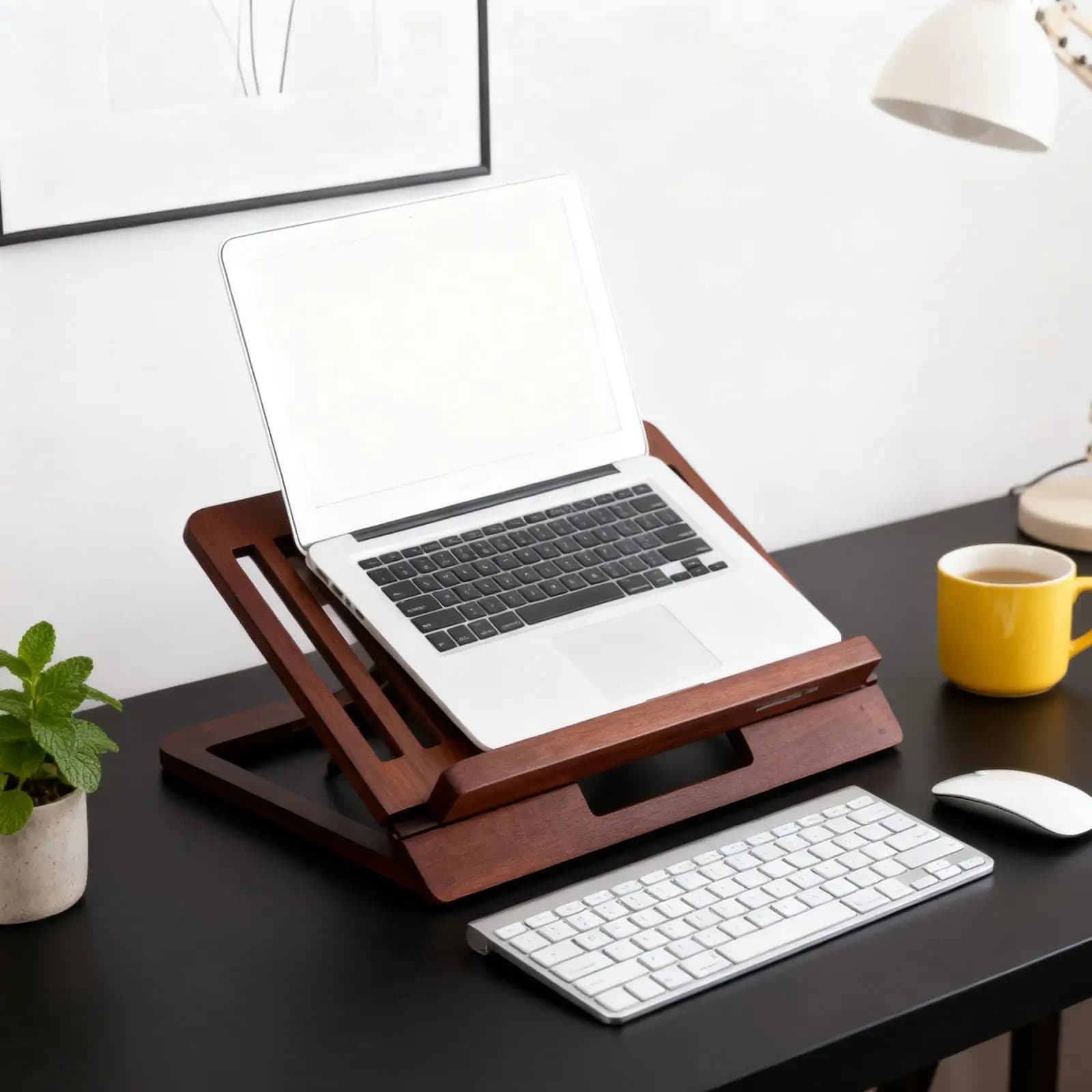 Ventilated Cooling Desktop Computer Stand Adjustable with 6 Angles Desktop Notebook Mount Holder for Kitchen Traveling Bedroom
