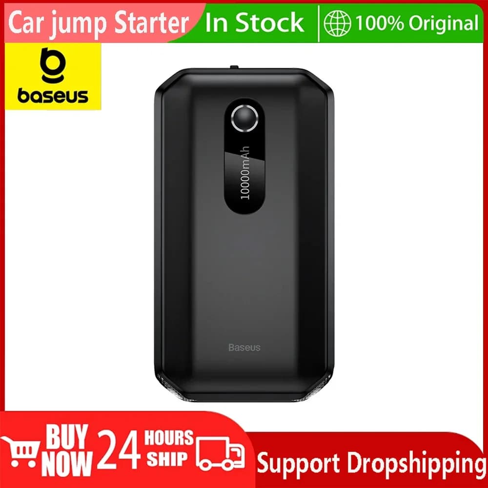 Baseus Dispositivo di avviamento per avviamento di emergenza per auto 1000A Power Bank 10000mAh Jumpstarter Auto Buster Booster di emergenza 12V Avvio di emergenza per auto